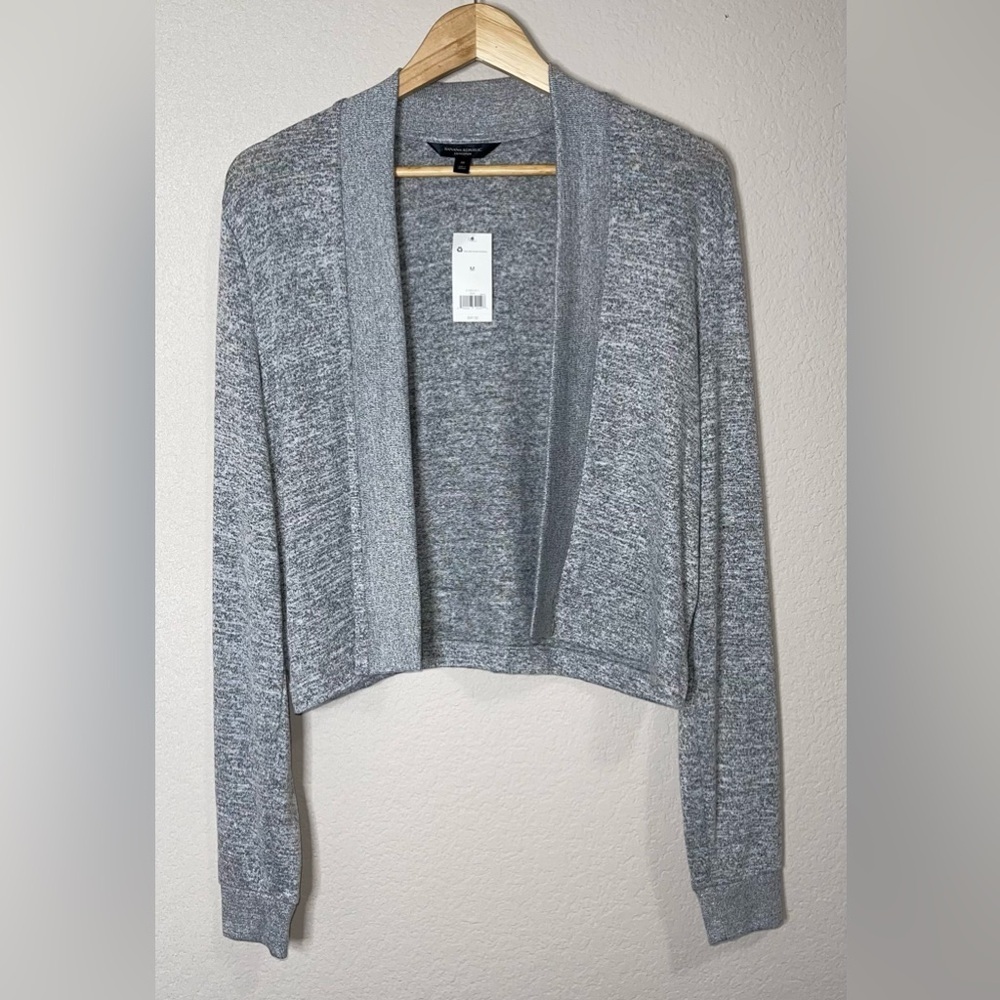 Banana Republic Luxespun Cropped Cardigan in Heather Gray Size Medium